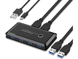 2 Port USB 3.0 Switch Selector, 2 PCs Share 4 USB Devices, USB Sharing Hub for Keyboard Mouse Printer Scanner U-Disk Hard Drive Headset, Compatible with Mac Windows Linux 2 Port USB 3.0 Switch Selector, 2 PCs Share 4 USB Devices, USB Sharing Hub for Keyboard Mouse Printer Scanner U-Disk Hard Drive Headset, Compatible with Mac Windows Linux