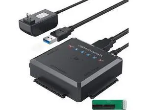 USB 3.0 SATA IDE Hard Drive Adapter with One-Touch Backup, Supports 2.5/3.5" HDD/SSD & Optical Drives, Equipped with 12V 2A Power Adapter USB 3.0 SATA IDE Hard Drive Adapter with One-Touch Backup, Supports 2.5/3.5" HDD/SSD & Optical Drives, Equipped with 12V 2A Power Adapter