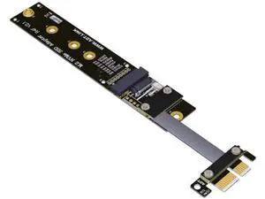 M.2 M-Key NVMe SSD to PCIe x1 Riser Adapter Card, PCIe 4x to x1 Flexible FFC Flat Extension Cable PCIe Gen3.0 R14SF, 25cm Length M.2 M-Key NVMe SSD to PCIe x1 Riser Adapter Card, PCIe 4x to x1 Flexible FFC Flat Extension Cable PCIe Gen3.0 R14SF, 25cm Length