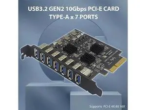 PCIe X4 USB 3.2 Gen 2 Expansion Card, 7 Ports USB 3.0 Type-A 10Gbps PCI-E Controller Adapter, SuperSpeed PCI Express Add On Card for Desktop Motherboard PCIe X4 USB 3.2 Gen 2 Expansion Card, 7 Ports USB 3.0 Type-A 10Gbps PCI-E Controller Adapter, SuperSpeed PCI Express Add On Card for Desktop Motherboard