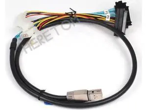 1M Mini SAS HD SFF-8644 to 4 x SFF-8482 29Pin Female Breakout Cable with 4Pin Power Supply, Server Storage Interconnect Wire 1M Mini SAS HD SFF-8644 to 4 x SFF-8482 29Pin Female Breakout Cable with 4Pin Power Supply, Server Storage Interconnect Wire