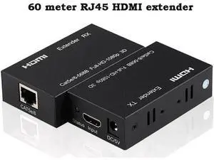 60M/196FT HDMI Over Single Cat6 RJ45 Ethernet Extender Transmitter & Receiver Kit, 1080P 3D HDCP Compliant HDMI LAN Extender with EDID Function for HD Display Transmission 60M/196FT HDMI Over Single Cat6 RJ45 Ethernet Extender Transmitter & Receiver Kit, 1080P 3D HDCP Compliant HDMI LAN Extender with EDID Function for HD Display Transmission