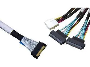 PCIe 4.0 x8 74Pin to Dual 68Pin Mini Cooledge IO Breakout Cable with Power, 80CM Server Adapter Cord PCIe 4.0 x8 74Pin to Dual 68Pin Mini Cooledge IO Breakout Cable with Power, 80CM Server Adapter Cord