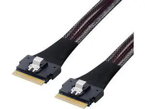 SAS 4.0 SFF-8654 8i 74pin Host to SFF-8654 Slim SAS Target Cable 50cm PCI-E Slim Line SAS 4.0 SFF-8654 8i 74pin Host to SFF-8654 Slim SAS Target Cable 50cm PCI-E Slim Line