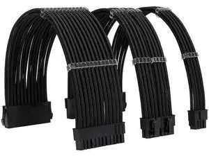 Black Braided Sleeved PSU Extension Cable Kit, 18AWG ATX 24Pin + EPS 8Pin + PCIe 8Pin with Cable Combs for Motherboard & GPU Black Braided Sleeved PSU Extension Cable Kit, 18AWG ATX 24Pin + EPS 8Pin + PCIe 8Pin with Cable Combs for Motherboard & GPU