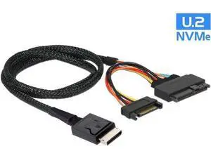 50cm PCIe 4.0 OCuLink SFF-8611 Male to U.2 U.3 SFF-8639 Female NVMe SSD Cable with 15Pin SATA Power, Internal Storage Wire for Desktop Motherboard & 2.5" NVMe Drives 50cm PCIe 4.0 OCuLink SFF-8611 Male to U.2 U.3 SFF-8639 Female NVMe SSD Cable with 15Pin SATA Power, Internal Storage Wire for Desktop Motherboard & 2.5" NVMe Drives
