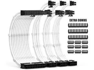 30CM ATX PSU Extension Cable Kit with Cable Combs, Includes 24Pin, 8Pin(4+4), 8Pin(6+2) Modular Power Extension Cords 30CM ATX PSU Extension Cable Kit with Cable Combs, Includes 24Pin, 8Pin(4+4), 8Pin(6+2) Modular Power Extension Cords