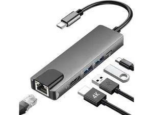 5-in-1 USB C Multiport Adapter with Gigabit Ethernet, 4K@60Hz HDMI, 2 USB 3.0 & 100W PD Charging Port, USB C Dock Hub for USB-C Laptops 5-in-1 USB C Multiport Adapter with Gigabit Ethernet, 4K@60Hz HDMI, 2 USB 3.0 & 100W PD Charging Port, USB C Dock Hub for USB-C Laptops