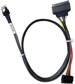 PCIe Gen4 x4 SlimSAS SFF-8654 (38Pin) to U.2 SFF-8639 (68Pin) Cable with SATA Power, 75cm PCIe Gen4 x4 SlimSAS SFF-8654 (38Pin) to U.2 SFF-8639 (68Pin) Cable with SATA Power, 75cm