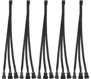 5 Pack 4-Pin PWM Fan Y Splitter Cable, 1 to 3 PC Case Fan Power Extension Adapter for ATX Chassis 5 Pack 4-Pin PWM Fan Y Splitter Cable, 1 to 3 PC Case Fan Power Extension Adapter for ATX Chassis