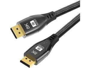 8K DisplayPort Cable 1.4, 16.4ft Nylon Braided UHD DP Cable (8K@60Hz,4K@144Hz) Ultra High Speed DisplayPort to DisplayPort Cable 32.4Gbps, and HBR3 for PC, Laptop, HDTV Gaming Monitor- Black 8K DisplayPort Cable 1.4, 16.4ft Nylon Braided UHD DP Cable (8K@60Hz,4K@144Hz) Ultra High Speed DisplayPort to DisplayPort Cable 32.4Gbps, and HBR3 for PC, Laptop, HDTV Gaming Monitor- Black