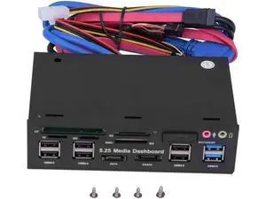 5.25 Inch Multifunction Media Dashboard Front Panel, All-in-1 Internal Card Reader with USB3.0/USB2.0 Hub, eSATA, HD Audio Jack & Molex 4Pin Power Port, Supports M2, TF, SD, MS, CF Multi Memory Cards 5.25 Inch Multifunction Media Dashboard Front Panel, All-in-1 Internal Card Reader with USB3.0/USB2.0 Hub, eSATA, HD Audio Jack & Molex 4Pin Power Port, Supports M2, TF, SD, MS, CF Multi Memory Cards