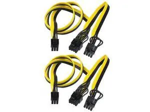 2 Pack 6Pin Male to Dual 8Pin(6+2) Male PCIe Splitter Power Cable, 18AWG Ribbon Extension Cord for Graphics Card 2 Pack 6Pin Male to Dual 8Pin(6+2) Male PCIe Splitter Power Cable, 18AWG Ribbon Extension Cord for Graphics Card