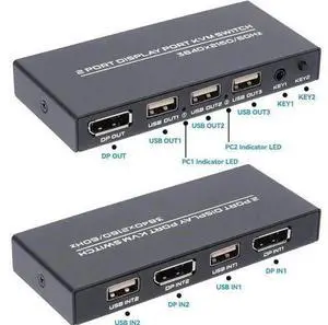 2 Port DisplayPort KVM Switch 4K@60Hz, 2 Laptops/PCs Share One Monitor Keyboard Mouse, Includes 2 DP Cables & 2 USB Cables 2 Port DisplayPort KVM Switch 4K@60Hz, 2 Laptops/PCs Share One Monitor Keyboard Mouse, Includes 2 DP Cables & 2 USB Cables