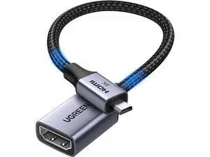 0.8FT UGREEN Bidirectional Micro HDMI Male to HDMI Female Adapter Cable, HDMI 2.1 48Gbps Supports 8K@60Hz 4K@240Hz HDR Dolby VRR 0.8FT UGREEN Bidirectional Micro HDMI Male to HDMI Female Adapter Cable, HDMI 2.1 48Gbps Supports 8K@60Hz 4K@240Hz HDR Dolby VRR