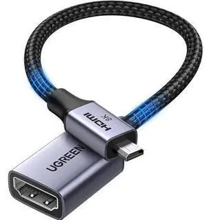 0.8FT UGREEN Bidirectional Micro HDMI Male to HDMI Female Adapter Cable, HDMI 2.1 48Gbps Supports 8K@60Hz 4K@240Hz HDR Dolby VRR 0.8FT UGREEN Bidirectional Micro HDMI Male to HDMI Female Adapter Cable, HDMI 2.1 48Gbps Supports 8K@60Hz 4K@240Hz HDR Dolby VRR