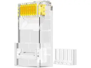 100 Pack CAT6 RJ45 UTP Modular Plugs, Standard 8P8C Gold-Plated Crimp Connectors, POE/POE+/POE++ Compatible Ethernet Cable Ends for Network Wiring 100 Pack CAT6 RJ45 UTP Modular Plugs, Standard 8P8C Gold-Plated Crimp Connectors, POE/POE+/POE++ Compatible Ethernet Cable Ends for Network Wiring
