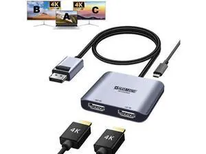 DisplayPort to Dual HDMI MST Adapter with Lock, 1 in 2 Out DP Male to Dual HDMI Female Splitter Supports 4K@60Hz, DP Converter for Dual Monitors, Laptops, Desktops, NVIDIA & AMD Graphics Cards DisplayPort to Dual HDMI MST Adapter with Lock, 1 in 2 Out DP Male to Dual HDMI Female Splitter Supports 4K@60Hz, DP Converter for Dual Monitors, Laptops, Desktops, NVIDIA & AMD Graphics Cards