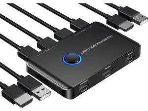 Giimake 2 Port HDMI KVM Switch 4K@60Hz, 2 Computers Share Single Monitor Keyboard Mouse, Comes with 2 HDMI & 2 USB Cables Giimake 2 Port HDMI KVM Switch 4K@60Hz, 2 Computers Share Single Monitor Keyboard Mouse, Comes with 2 HDMI & 2 USB Cables