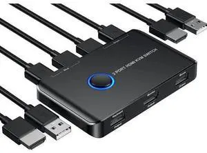 Giimake 2 Port HDMI KVM Switch 4K@60Hz, 2 Computers Share Single Monitor Keyboard Mouse, Comes with 2 HDMI & 2 USB Cables Giimake 2 Port HDMI KVM Switch 4K@60Hz, 2 Computers Share Single Monitor Keyboard Mouse, Comes with 2 HDMI & 2 USB Cables