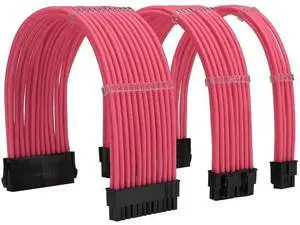 Pink Braided PSU Sleeved Extension Cable Kit, 18AWG ATX 24Pin + EPS 8Pin + PCIe 8Pin with Cable Combs for Motherboard & Graphics Card Pink Braided PSU Sleeved Extension Cable Kit, 18AWG ATX 24Pin + EPS 8Pin + PCIe 8Pin with Cable Combs for Motherboard & Graphics Card