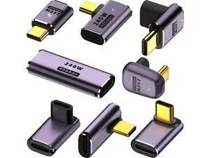 8 Pack USB-C Extender Adapters, 240W PD 40Gbps USB4 8K@60Hz, Right 90° Angle, Straight & U-Shape Type-C Male to Female/Female to Female Converter, Compatible with Steam Deck, ROG Ally, Meta Quest, iPa 8 Pack USB-C Extender Adapters, 240W PD 40Gbps USB4 8K@60Hz, Right 90° Angle, Straight & U-Shape Type-C Male to Female/Female to Female Converter, Compatible with Steam Deck, ROG Ally, Meta Quest, iPa