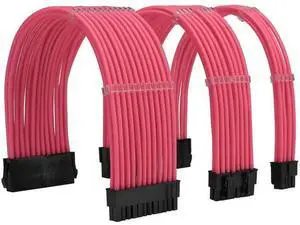 Pink Braided PSU Sleeved Extension Cable Kit, 18AWG ATX 24Pin + EPS 8Pin + PCIe 8Pin with Cable Combs for Motherboard & Graphics Card Pink Braided PSU Sleeved Extension Cable Kit, 18AWG ATX 24Pin + EPS 8Pin + PCIe 8Pin with Cable Combs for Motherboard & Graphics Card