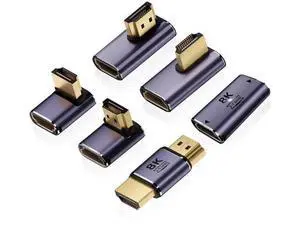 6 Pack Aluminum Alloy HDMI 2.1 Adapter Kit, 8K@60Hz 4K@120Hz Multi-Angle HDMI Extender, 90°/270° Up/Down/Left/Right Male to Female, Female to Female & Male to Male HDMI Coupler for PS5 Monitor HDTV PC 6 Pack Aluminum Alloy HDMI 2.1 Adapter Kit, 8K@60Hz 4K@120Hz Multi-Angle HDMI Extender, 90°/270° Up/Down/Left/Right Male to Female, Female to Female & Male to Male HDMI Coupler for PS5 Monitor HDTV PC