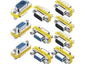 10 Pack DB9 9Pin RS232 Serial Gender Changer Coupler, Male to Male & Female to Female DB9 Serial Port Adapter Connector 10 Pack DB9 9Pin RS232 Serial Gender Changer Coupler, Male to Male & Female to Female DB9 Serial Port Adapter Connector