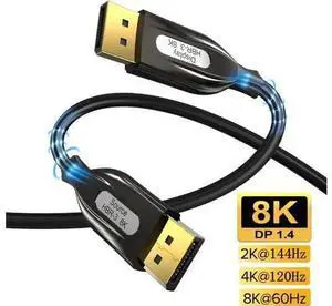 3.3FT Fiber Optic DP 1.4 Cable, 32.4Gbps Male to Male DisplayPort Cable Supports 8K & 4K for Laptop PC Monitor Projector 3.3FT Fiber Optic DP 1.4 Cable, 32.4Gbps Male to Male DisplayPort Cable Supports 8K & 4K for Laptop PC Monitor Projector