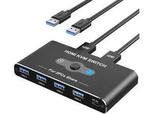 2 Port HDMI KVM Switch 4K@60Hz, 2 Computers Share 1 Monitor & 4 USB 3.0 Peripherals (Keyboard, Mouse, Printer, Scanner) 2 Port HDMI KVM Switch 4K@60Hz, 2 Computers Share 1 Monitor & 4 USB 3.0 Peripherals (Keyboard, Mouse, Printer, Scanner)