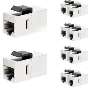 10 Pack Silver Shielded Cat6 RJ45 Inline Coupler, STP Female to Female Keystone Insert Ethernet Extension Connector, 10Gbps Network Cable Extender Compatible with Cat6/Cat5e/Cat5 10 Pack Silver Shielded Cat6 RJ45 Inline Coupler, STP Female to Female Keystone Insert Ethernet Extension Connector, 10Gbps Network Cable Extender Compatible with Cat6/Cat5e/Cat5