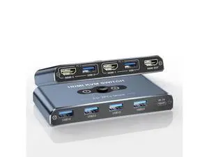 2 Port HDMI KVM Switch 4K@60Hz, 2 Computers Share 1 Monitor & 4 USB 3.0 Peripherals for Keyboard Mouse Printer Scanner, Grey 2 Port HDMI KVM Switch 4K@60Hz, 2 Computers Share 1 Monitor & 4 USB 3.0 Peripherals for Keyboard Mouse Printer Scanner, Grey