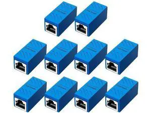 10 Pack Blue Ethernet Coupler, Female to Female RJ45 Inline Extender Connector, Cat5e Cat5 Cat6 Cat7 Ethernet Cable Joiner for LAN Cable Extension 10 Pack Blue Ethernet Coupler, Female to Female RJ45 Inline Extender Connector, Cat5e Cat5 Cat6 Cat7 Ethernet Cable Joiner for LAN Cable Extension