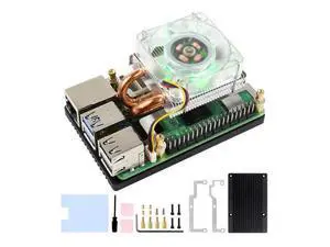 Low-Profile ICE Tower CPU Cooling Fan, Compatible with Raspberry Pi 5, U-Shaped Copper Tube, Cooling Fins, Cooler with Colorful RGB LED Low-Profile ICE Tower CPU Cooling Fan, Compatible with Raspberry Pi 5, U-Shaped Copper Tube, Cooling Fins, Cooler with Colorful RGB LED