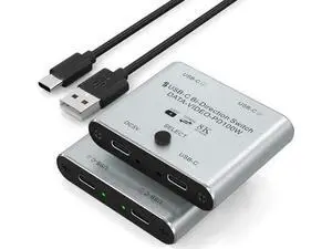 Bi-Directional USB-C KVM Switch for 2 Computers, Support 8K@60Hz / 4K@144Hz Video, 10Gbps Data Transfer & 100W PD Charging, Includes Power Cable Bi-Directional USB-C KVM Switch for 2 Computers, Support 8K@60Hz / 4K@144Hz Video, 10Gbps Data Transfer & 100W PD Charging, Includes Power Cable