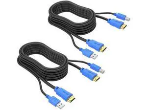 MT-VIKI 2 Pack 10FT USB HDMI KVM Cable, 4K HDMI USB A to USB B Twin Cord Compatible with Standard KVM Switch MT-VIKI 2 Pack 10FT USB HDMI KVM Cable, 4K HDMI USB A to USB B Twin Cord Compatible with Standard KVM Switch
