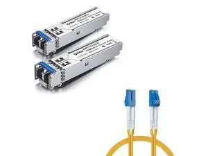 2 Pack 1000Base-LX/LH SFP Transceiver and 1 Pack LC to LC Fiber Patch Cable Single Mode Duplex - 5m(16ft) - OS2 2 Pack 1000Base-LX/LH SFP Transceiver and 1 Pack LC to LC Fiber Patch Cable Single Mode Duplex - 5m(16ft) - OS2