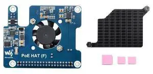 PoE HAT (F) Compatible with Raspberry Pi 5, High Power, Onboard Cooling Fan, with Metal Heatsink, Supports 802.3af/at Network Standard PoE HAT (F) Compatible with Raspberry Pi 5, High Power, Onboard Cooling Fan, with Metal Heatsink, Supports 802.3af/at Network Standard