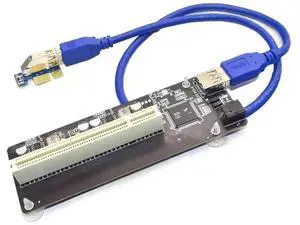 PCIe x1 to PCI Adapter Riser Card with USB 3.0 Cable, ASM1083 Chipset for Desktop PC PCIe x1 to PCI Adapter Riser Card with USB 3.0 Cable, ASM1083 Chipset for Desktop PC