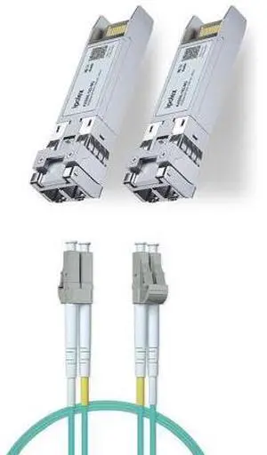 3m (10ft) OM3 LC to LC Fiber Patch Cable & Pack of 2 10GBase-SR SFP+ Transceiver 3m (10ft) OM3 LC to LC Fiber Patch Cable & Pack of 2 10GBase-SR SFP+ Transceiver