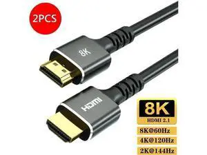 2-Pack 3.3FT HDMI 2.1 Cable, 48Gbps High Speed, Support 8K@60Hz & 4K@120Hz for PS5/PS4/PS3, TV, PC, Monitor 2-Pack 3.3FT HDMI 2.1 Cable, 48Gbps High Speed, Support 8K@60Hz & 4K@120Hz for PS5/PS4/PS3, TV, PC, Monitor