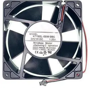 4715SL-05W-B60 Industrial Cooling Fan, DC24V 1.2A 28.8W, 120×120×38mm 4700RPM 2-Wire Fan for Inverter 4715SL-05W-B60 Industrial Cooling Fan, DC24V 1.2A 28.8W, 120×120×38mm 4700RPM 2-Wire Fan for Inverter