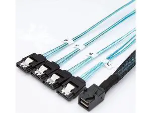 Internal HD Mini SAS Cable 1M / 3.3FT, Internal HD Mini SAS (SFF-8643 Host) - 4X SATA (Target) Cable, SFF-8643 to 4X SATA Cable, SFF-8643 for Controller, 4 Sata Connect to Hard Drive Internal HD Mini SAS Cable 1M / 3.3FT, Internal HD Mini SAS (SFF-8643 Host) - 4X SATA (Target) Cable, SFF-8643 to 4X SATA Cable, SFF-8643 for Controller, 4 Sata Connect to Hard Drive