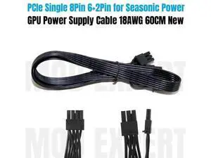 60CM PCIe 8Pin (6+2Pin) GPU Modular Power Cable Compatible with Seasonic FOCUS, PRIME, M12II EVO Series PSU 60CM PCIe 8Pin (6+2Pin) GPU Modular Power Cable Compatible with Seasonic FOCUS, PRIME, M12II EVO Series PSU