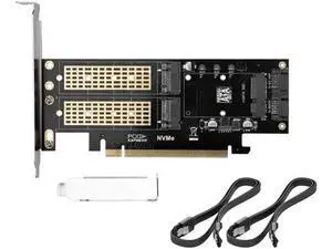 3-in-1 mSATA & NGFF M.2 Adapter Card, M.2 NVMe to PCIe x16 + M.2 SATA/mSATA to SATA III Converter, Includes 2 SATA Cables 3-in-1 mSATA & NGFF M.2 Adapter Card, M.2 NVMe to PCIe x16 + M.2 SATA/mSATA to SATA III Converter, Includes 2 SATA Cables