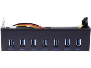 5.25 Inch Optical Drive Bay 7-Port USB 3.0 Front Panel Hub, 5Gbps PC Case USB Expansion Dock with 19-Pin USB 3.0 Header to Type-A Male Internal Cable 5.25 Inch Optical Drive Bay 7-Port USB 3.0 Front Panel Hub, 5Gbps PC Case USB Expansion Dock with 19-Pin USB 3.0 Header to Type-A Male Internal Cable