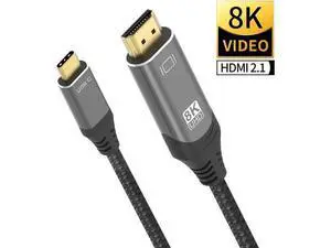 6.6FT USB C to HDMI 2.1 Cable, 48Gbps 8K@30Hz, Compatible with Thunderbolt 3/4 & USB4 for MacBook iPad Pro UHD TV Projector 6.6FT USB C to HDMI 2.1 Cable, 48Gbps 8K@30Hz, Compatible with Thunderbolt 3/4 & USB4 for MacBook iPad Pro UHD TV Projector