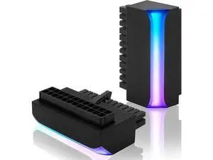 ATX 24 Pin 90 Degree ARGB Power Adapter, 5V 3Pin Addressable RGB Female to Male Motherboard Power Connector, 1 Pack ATX 24 Pin 90 Degree ARGB Power Adapter, 5V 3Pin Addressable RGB Female to Male Motherboard Power Connector, 1 Pack