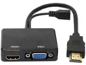 HDMI Input to VGA + HDMI Female Splitter Converter with 3.5mm Audio Jack, Dual Display Video Adapter for PC Monitor HDTV HDMI Input to VGA + HDMI Female Splitter Converter with 3.5mm Audio Jack, Dual Display Video Adapter for PC Monitor HDTV